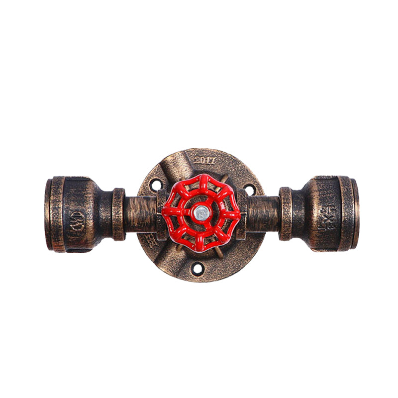 Bronze 1 Light Wall Sconce Antiqued Metallic Pipe and Valve Wall Mount Lamp, 8"/10" Wide
