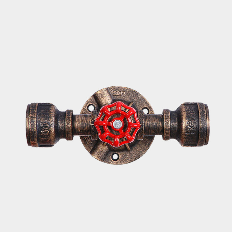 Bronze 1 Light Wall Sconce Antiqued Metallic Pipe and Valve Wall Mount Lamp, 8"/10" Wide