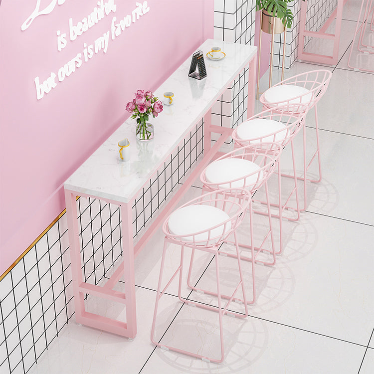 Modern 1/5 Pieces Bar Table Set Rectangle Stone Counter Table with High Stools