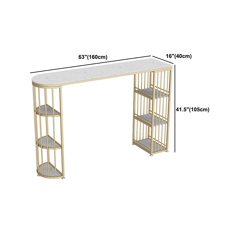 1/2/3 Pieces Glam Iron Bar Table Set White Faux Marble Top Bistro Set with Shelf