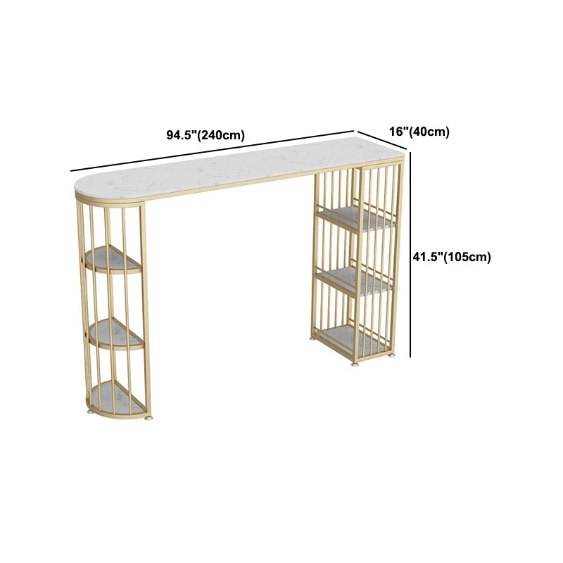 1/2/3 Pieces Glam Iron Bar Table Set White Faux Marble Top Bistro Set with Shelf