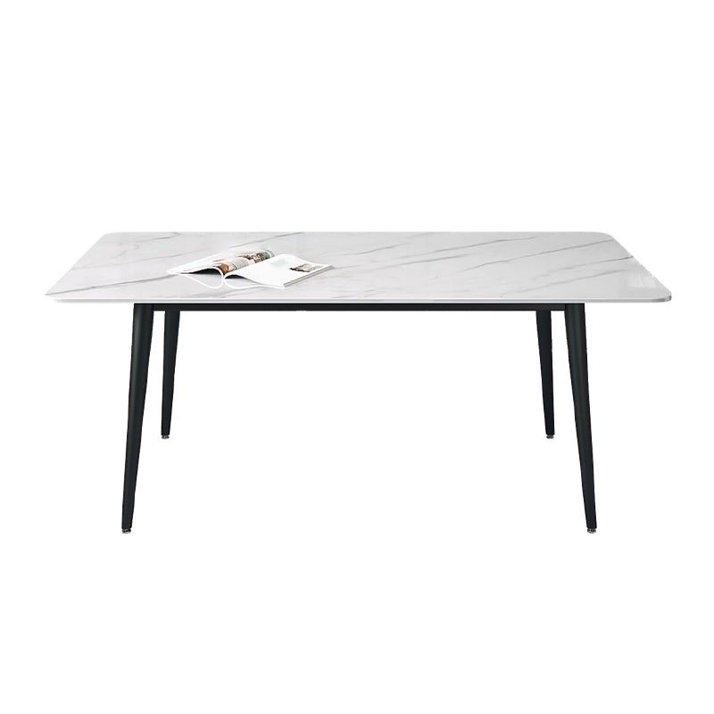 Designer Style White Dining Table Set 1/4/5/7 Pieces Stone and Metal Dinette Set