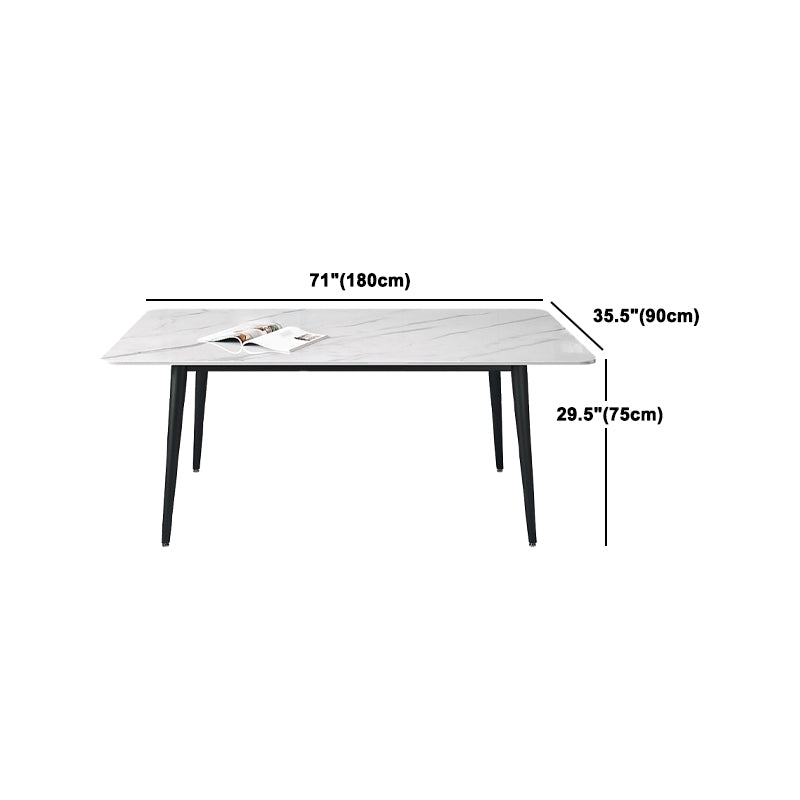 Designer Style White Dining Table Set 1/4/5/7 Pieces Stone and Metal Dinette Set