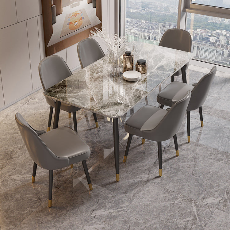 Rectangle Dining Table Set 1/2/5/7 Pieces Modern Indoor Dinette Set in Grey