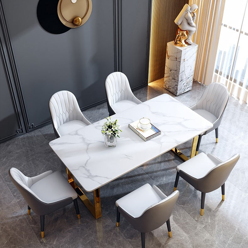 Traditional Luxury Sled Base Furniture Marble Dining Table for Dining Room