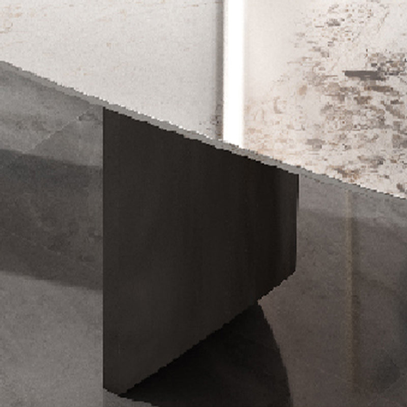 Industrial Double Pedestal Dining Table Rectangle Stone Top Dining Room Table