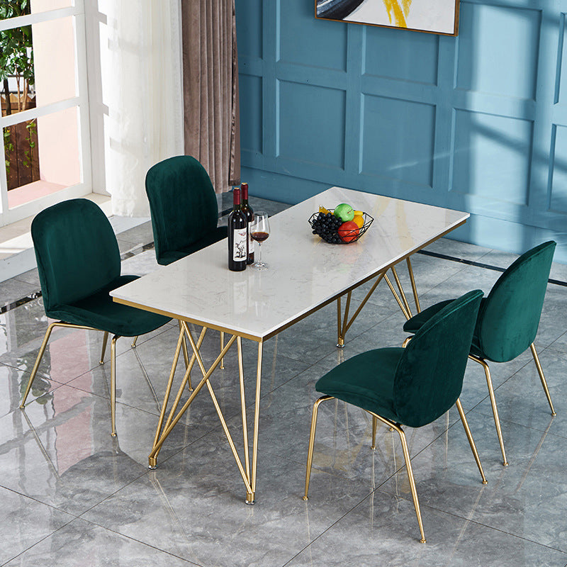 Traditional Luxury Dining Table White in Marble Rectangle Dining Table for Kitchen