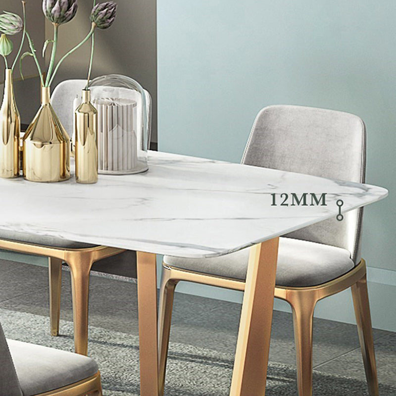Traditional Luxury Dining Table Sintered Stone Table with Gold Frame for Home