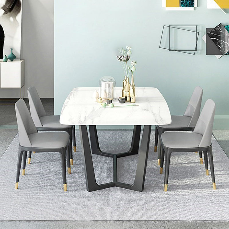 Traditional Luxury Dining Table Sintered Stone Table with Gold Frame for Home