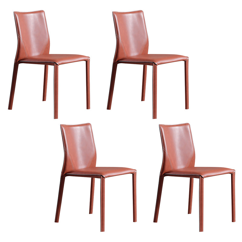 Designer Style Home Solid Back Dining Chair Matte Finish Leather Side Chair