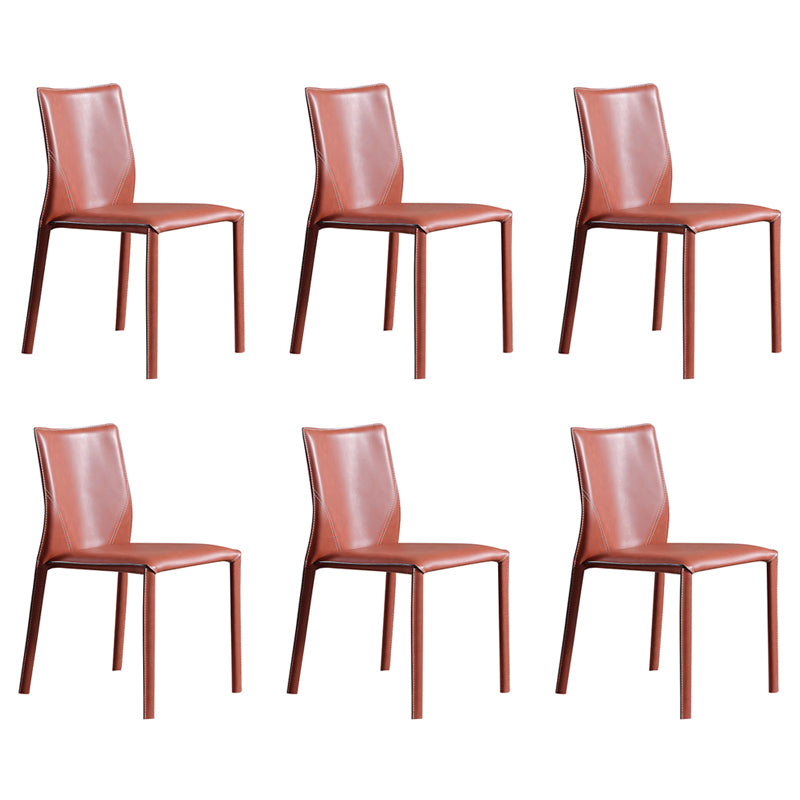 Designer Style Home Solid Back Dining Chair Matte Finish Leather Side Chair