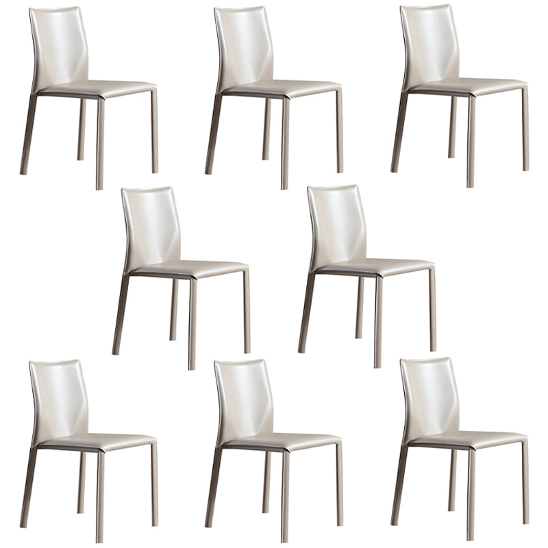 Designer Style Home Solid Back Dining Chair Matte Finish Leather Side Chair