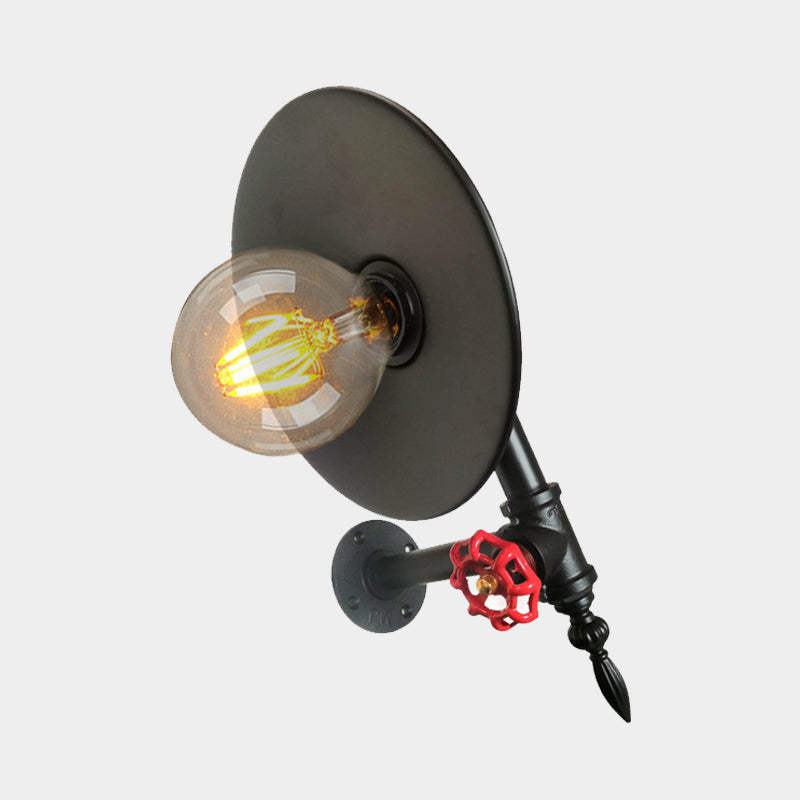 Black Finish Flat Wall Light Sconce Farmhouse Metallic 1-Bulb Corner Wall Mount Pipe Lamp