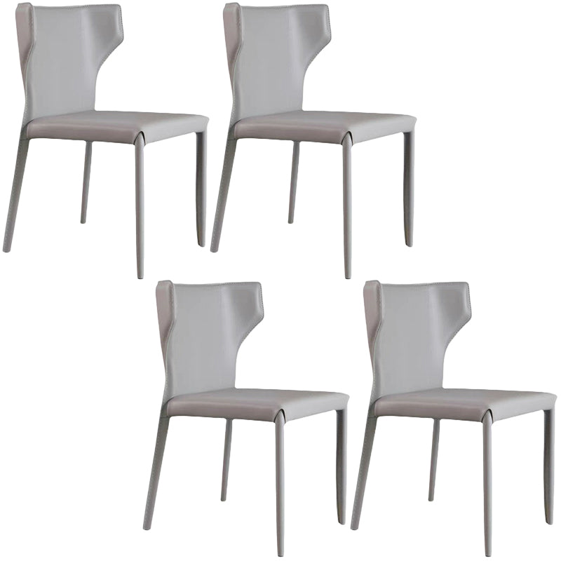 Contemporary Leather Dining Chair Wingback Side Chair in Matte Finish