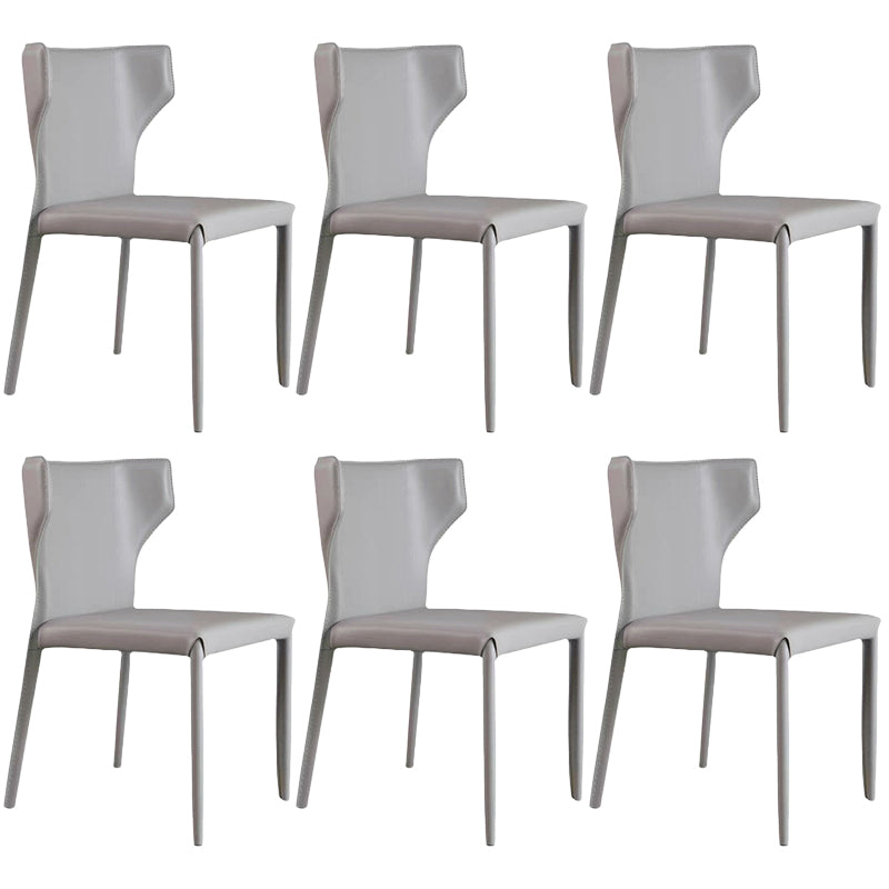 Contemporary Leather Dining Chair Wingback Side Chair in Matte Finish