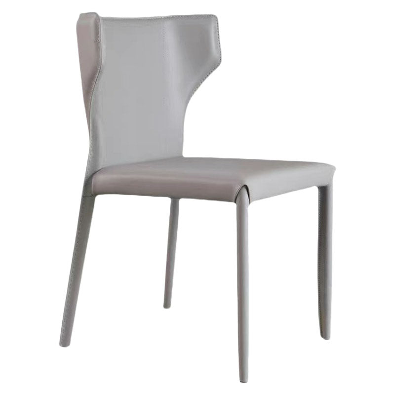 Contemporary Leather Dining Chair Wingback Side Chair in Matte Finish