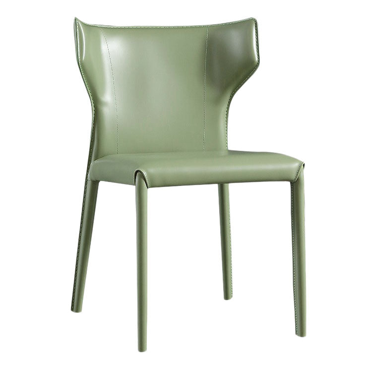 Contemporary Leather Dining Chair Wingback Side Chair in Matte Finish
