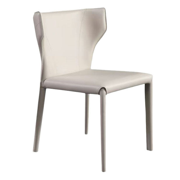 Contemporary Leather Dining Chair Wingback Side Chair in Matte Finish