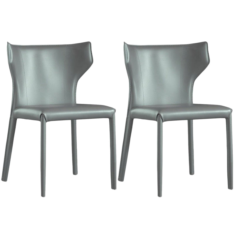 Contemporary Leather Dining Chair Wingback Side Chair in Matte Finish