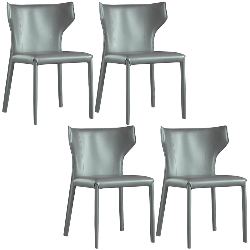 Contemporary Leather Dining Chair Wingback Side Chair in Matte Finish