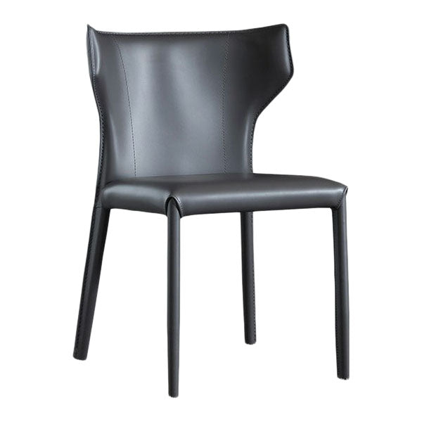 Contemporary Leather Dining Chair Wingback Side Chair in Matte Finish