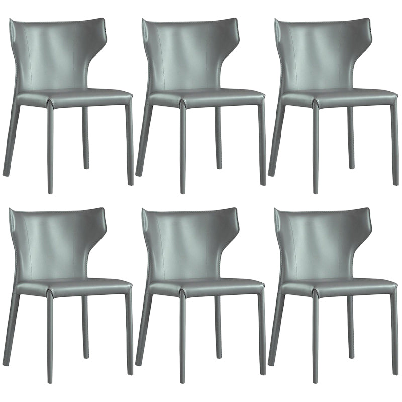 Contemporary Leather Dining Chair Wingback Side Chair in Matte Finish