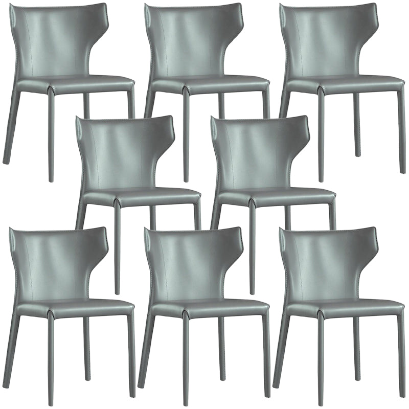 Contemporary Leather Dining Chair Wingback Side Chair in Matte Finish