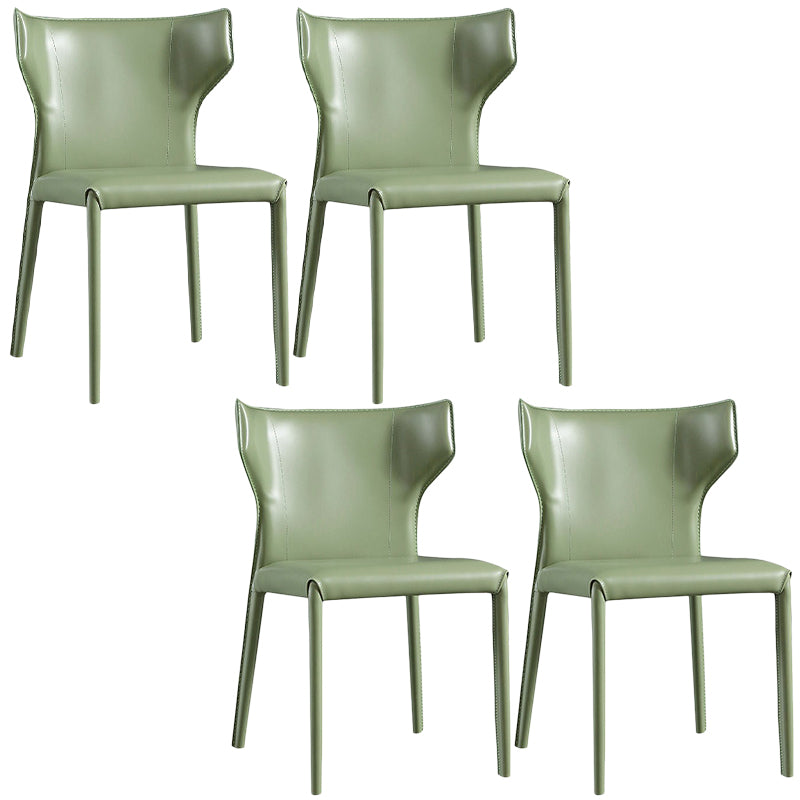 Contemporary Leather Dining Chair Wingback Side Chair in Matte Finish