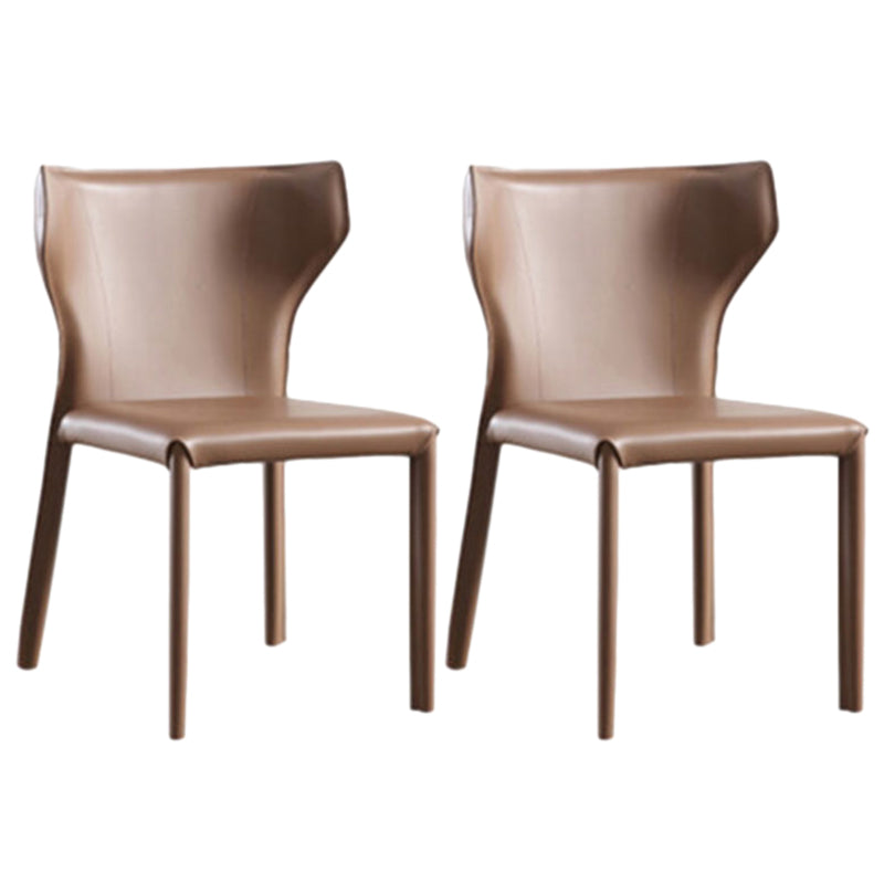 Contemporary Leather Dining Chair Wingback Side Chair in Matte Finish