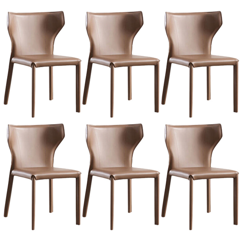 Contemporary Leather Dining Chair Wingback Side Chair in Matte Finish