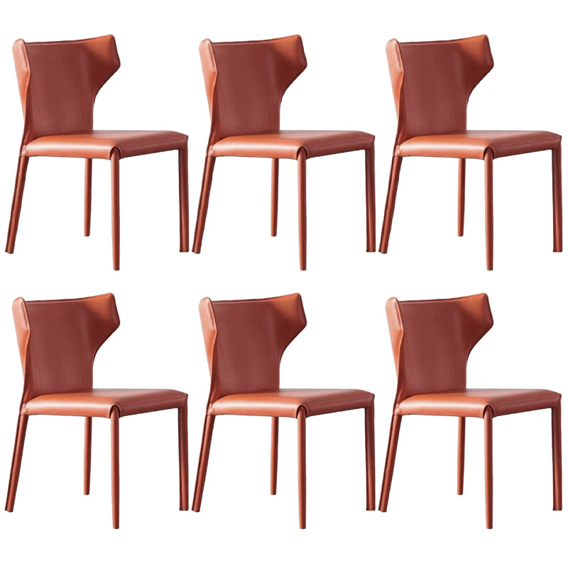 Contemporary Leather Dining Chair Wingback Side Chair in Matte Finish
