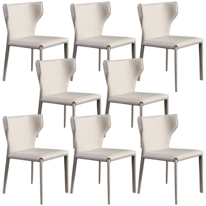 Contemporary Leather Dining Chair Wingback Side Chair in Matte Finish