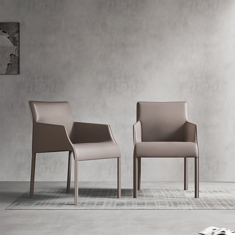 Contemporary Leather Dining Chair Parsons Chair in Matte Finish Indoor