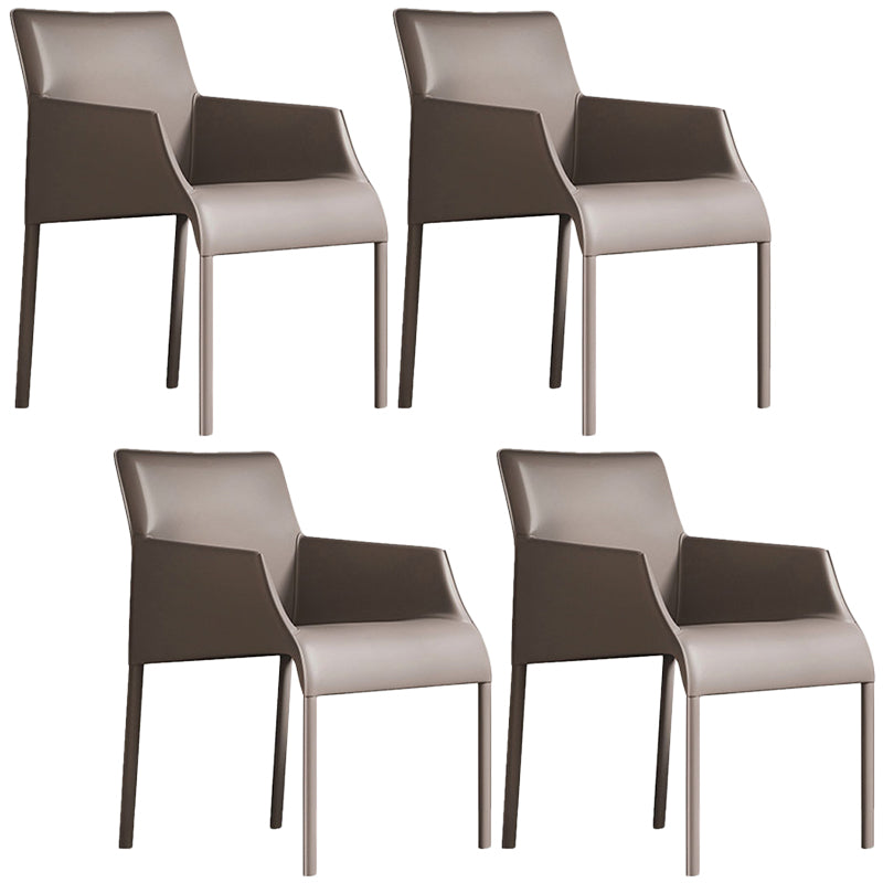 Contemporary Leather Dining Chair Parsons Chair in Matte Finish Indoor