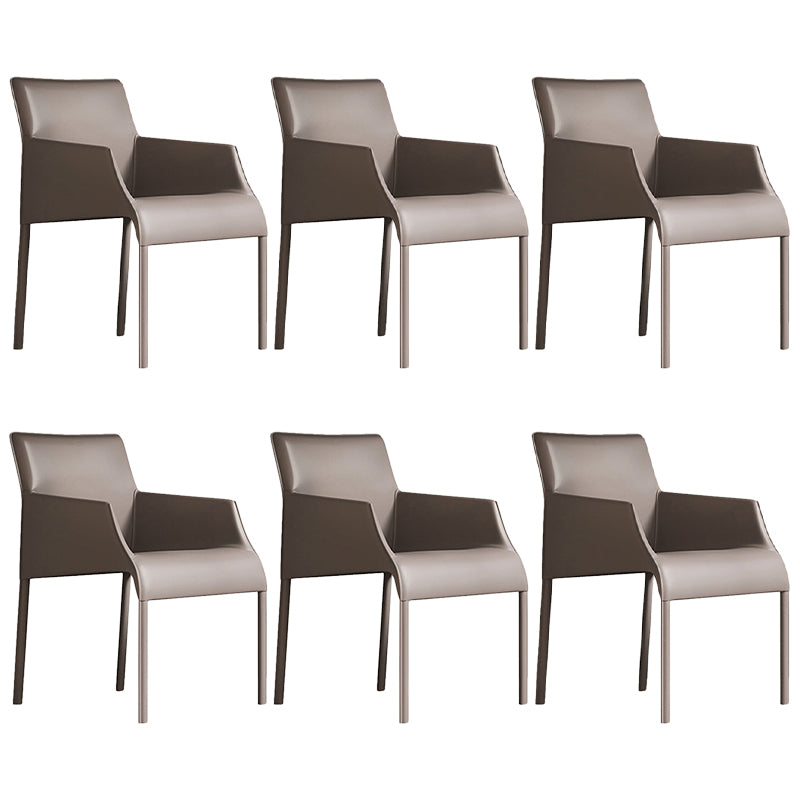 Contemporary Leather Dining Chair Parsons Chair in Matte Finish Indoor