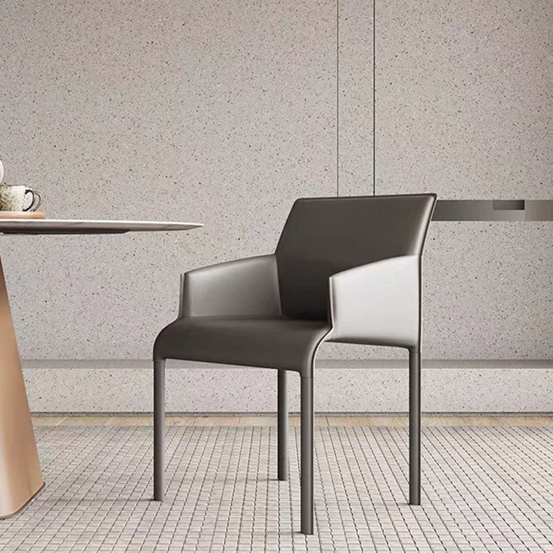 Contemporary Leather Dining Chair Parsons Chair in Matte Finish Indoor