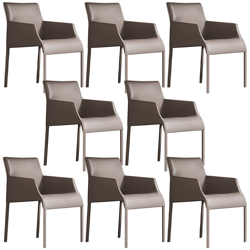 Contemporary Leather Dining Chair Parsons Chair in Matte Finish Indoor
