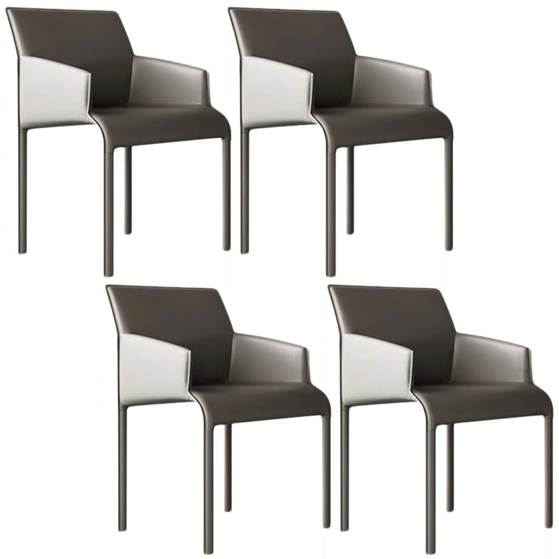 Contemporary Leather Dining Chair Parsons Chair in Matte Finish Indoor