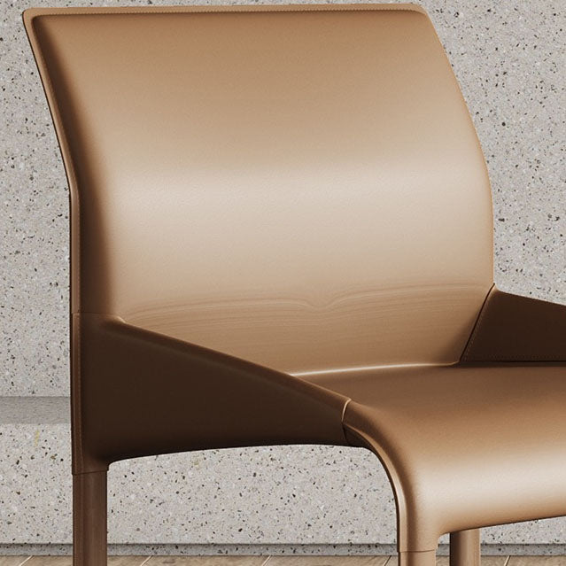 Contemporary Leather Dining Chair Parsons Chair in Matte Finish Indoor