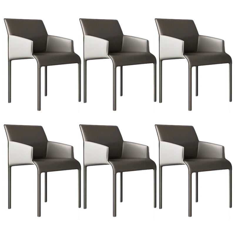 Contemporary Leather Dining Chair Parsons Chair in Matte Finish Indoor