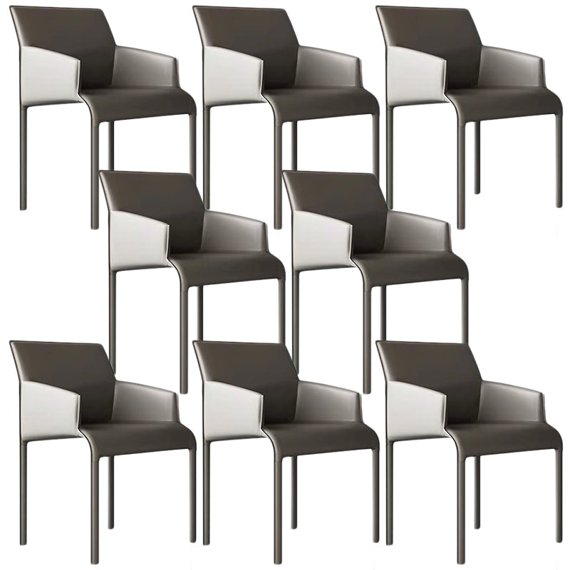 Contemporary Leather Dining Chair Parsons Chair in Matte Finish Indoor