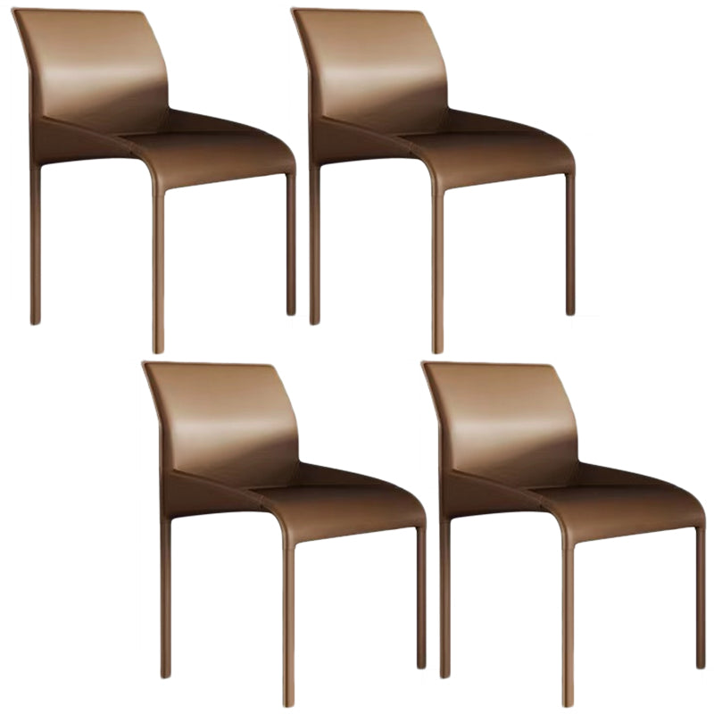 Contemporary Leather Dining Chair Parsons Chair in Matte Finish Indoor
