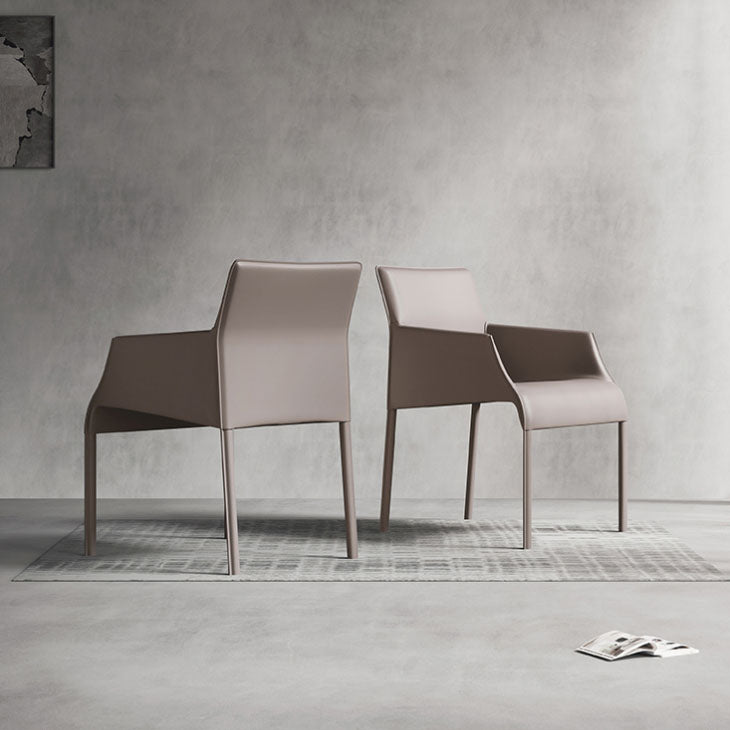 Contemporary Leather Dining Chair Parsons Chair in Matte Finish Indoor