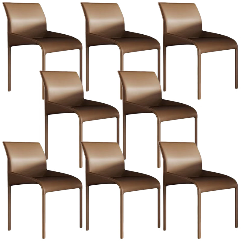 Contemporary Leather Dining Chair Parsons Chair in Matte Finish Indoor