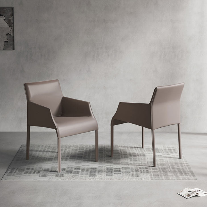 Contemporary Leather Dining Chair Parsons Chair in Matte Finish Indoor