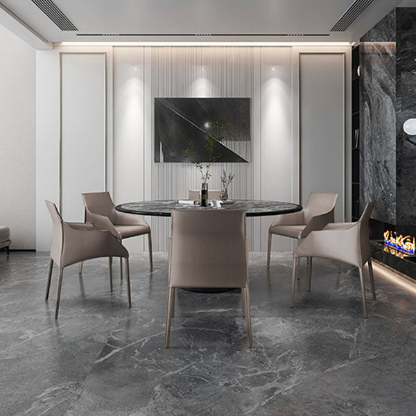 Contemporary Leather Dining Chair Parsons Chair in Matte Finish Indoor