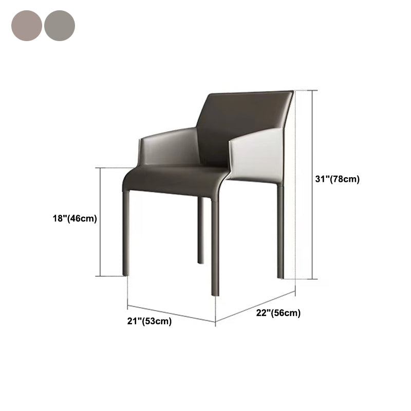 Contemporary Leather Dining Chair Parsons Chair in Matte Finish Indoor