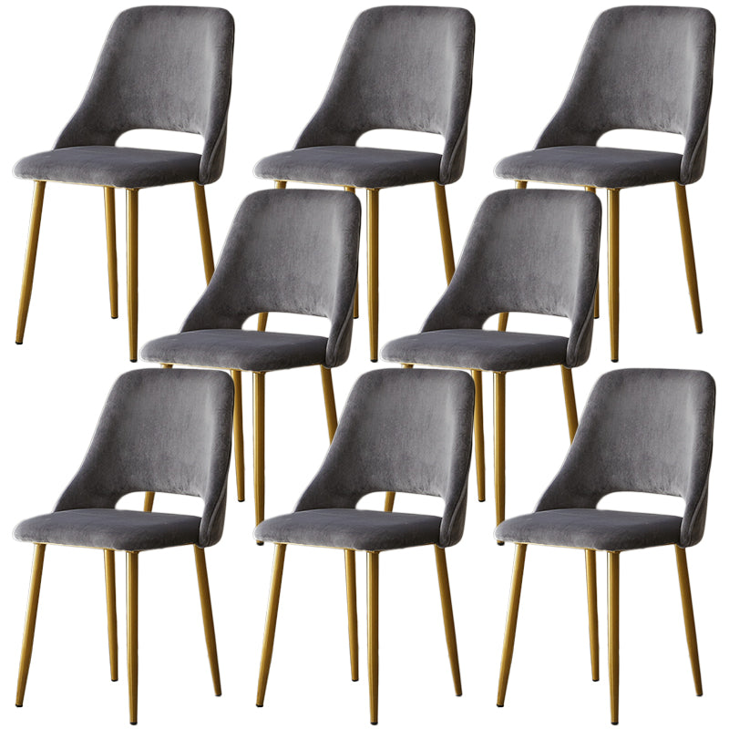 Open Back Dining Side Chair Velvet Upholstered Side Chair with Gold Legs