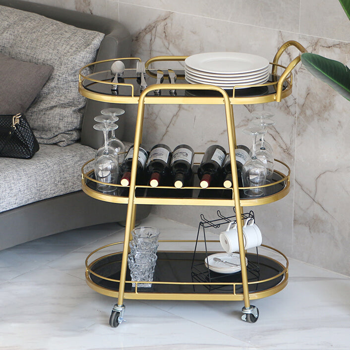 32.28"H Rolling Modern Prep Table Metal Prep Table for Dining Room