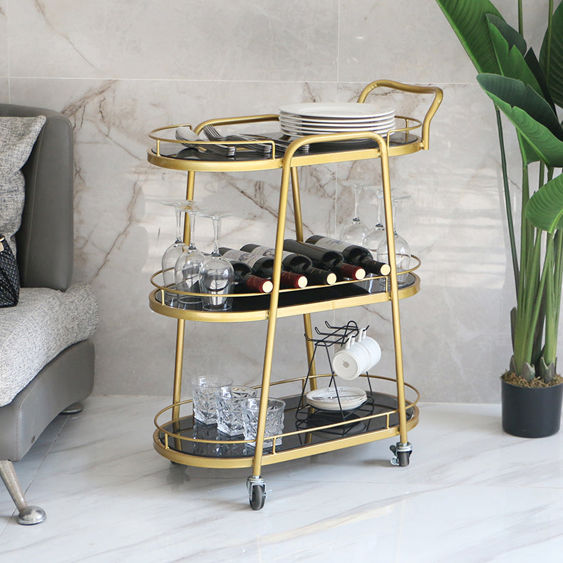 32.28"H Rolling Modern Prep Table Metal Prep Table for Dining Room